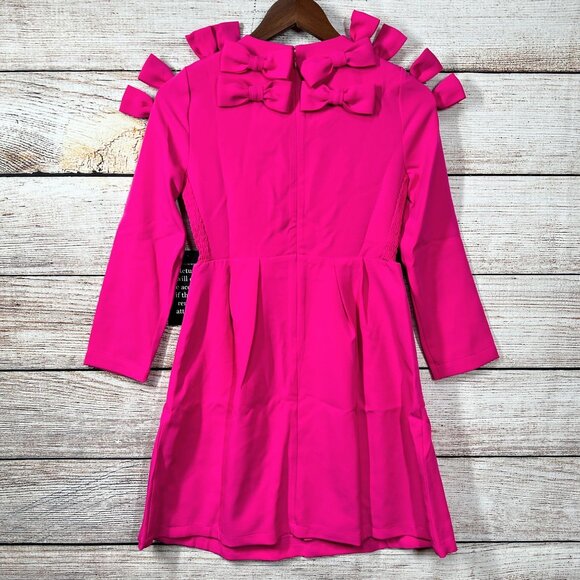 Tuckernuck Pink Bow Shoulder Mini Dress XXS Long Sleeve Party Cocktail Chic - Picture 2 of 12